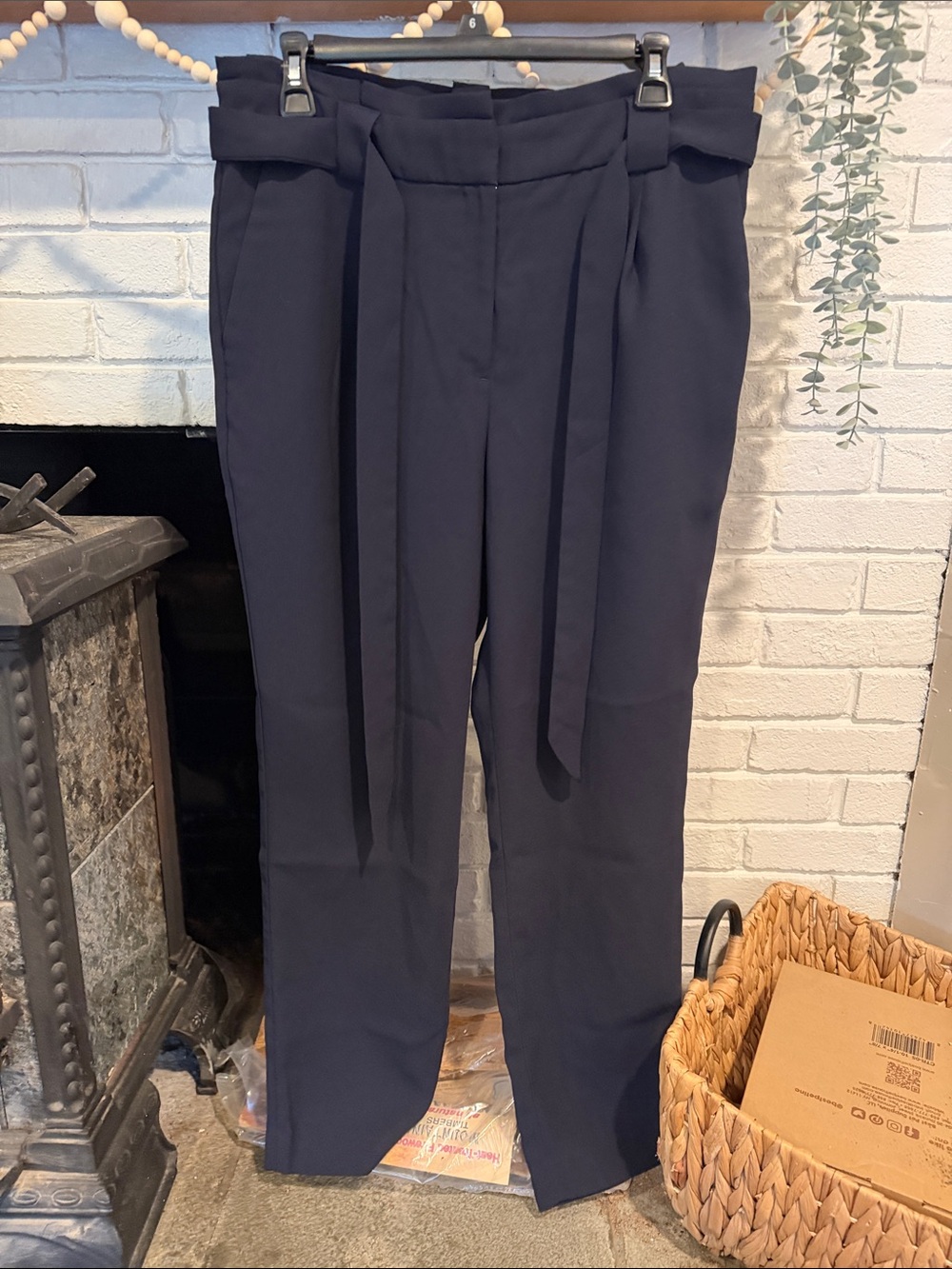 Express Ankle High Rise Belted Paperbag Pant | Size 12R